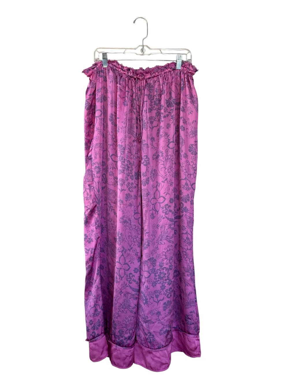 Free People Dreamy Days Sugar Snaps Floral Satin Wide Leg Pajama Pants Size M